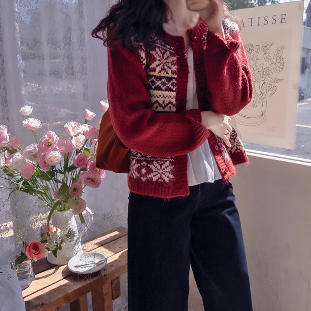 ロマン目花 ビンティジン ラブリーカラー タムニット カーディガン[size:F(55～66)]