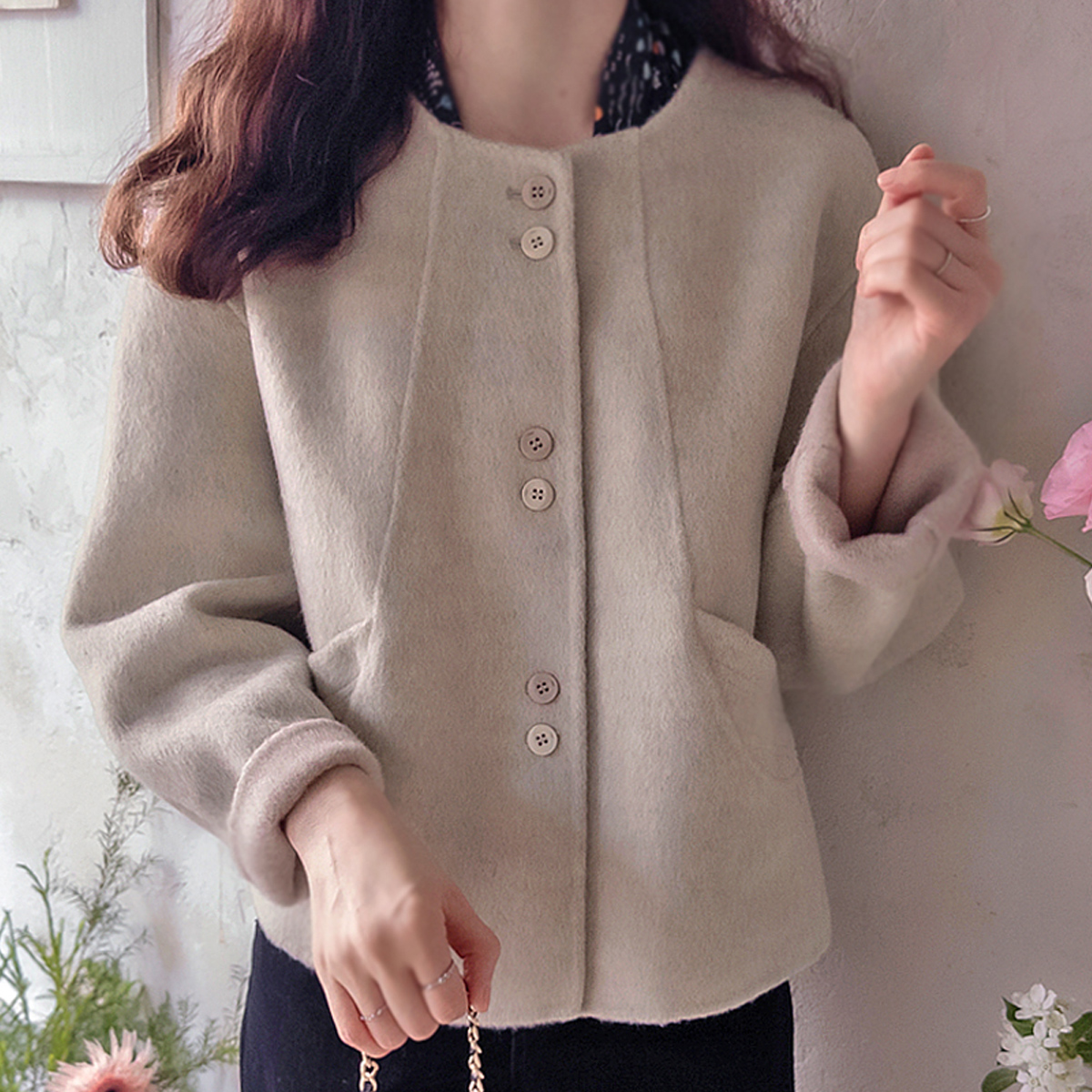 ルーズベル ツトゥーボタン ステッチポケット ハンドメイドコート [size:F(55～66)]