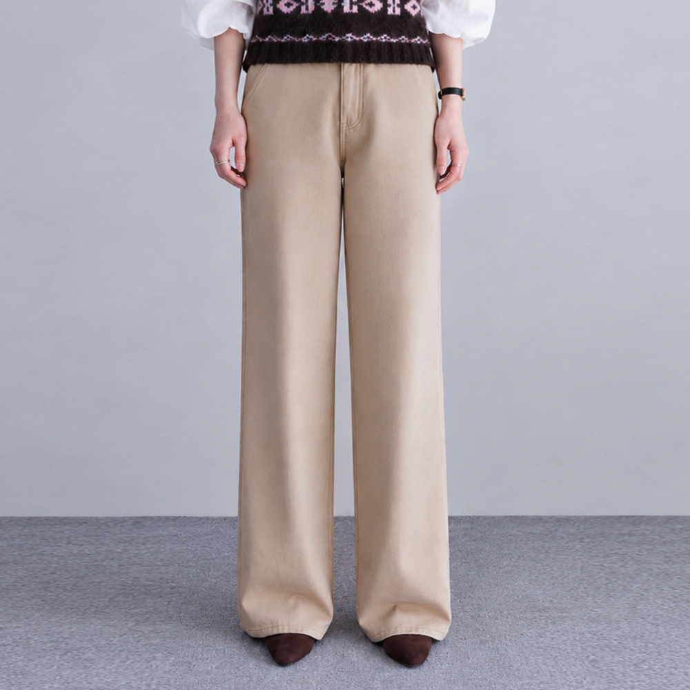 ロザリーフォーグン起毛後切開セミワイドパンツ（ショット/基本/ロング） [size:S,M,L]